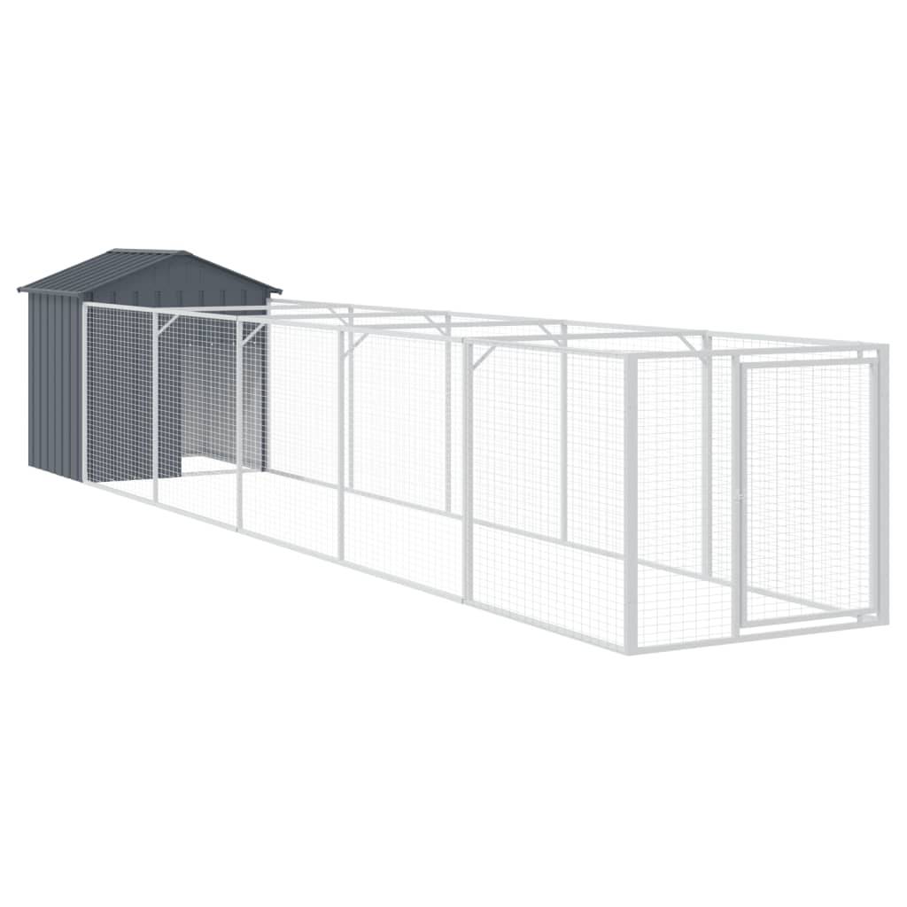 Chenil Niche pour Chien Acier Galvanisé avec Enclos Spacieux et Toit Anthracite - ComfortXL Pet Living - Image 2