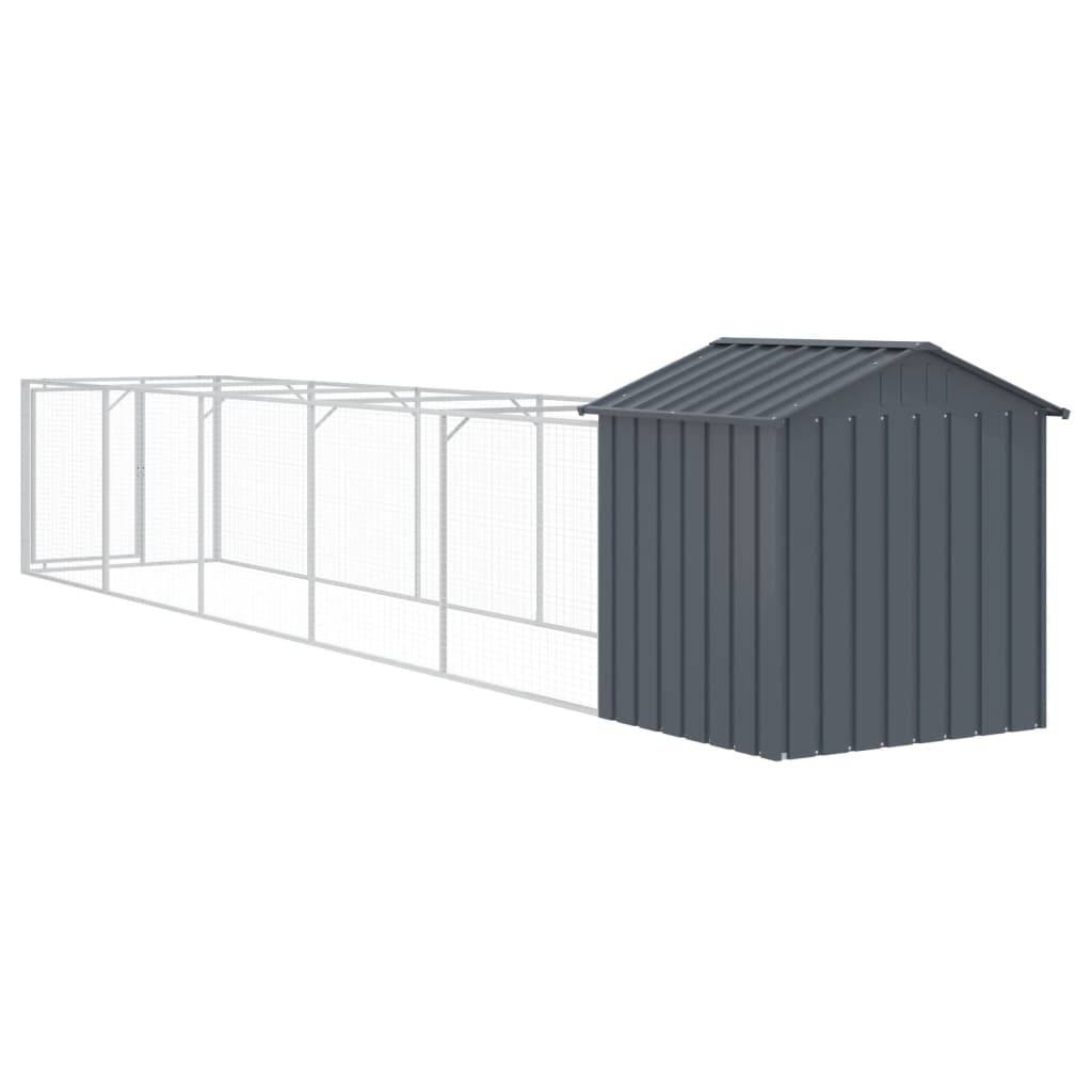 Chenil Niche pour Chien Acier Galvanisé avec Enclos Spacieux et Toit Anthracite - ComfortXL Pet Living - Image 5