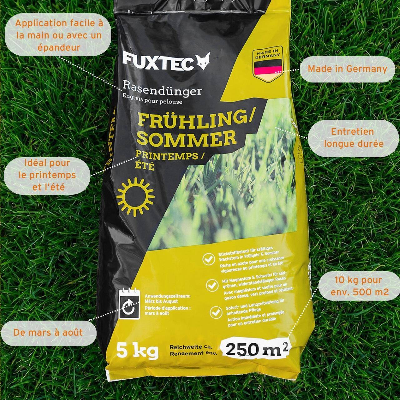 FUXTEC - Engrais gazon printemps été FUXTEC FX-RDFS10 NPK organo-minéral avec magnésium et soufre 10 kg 2x5kg - Image 6