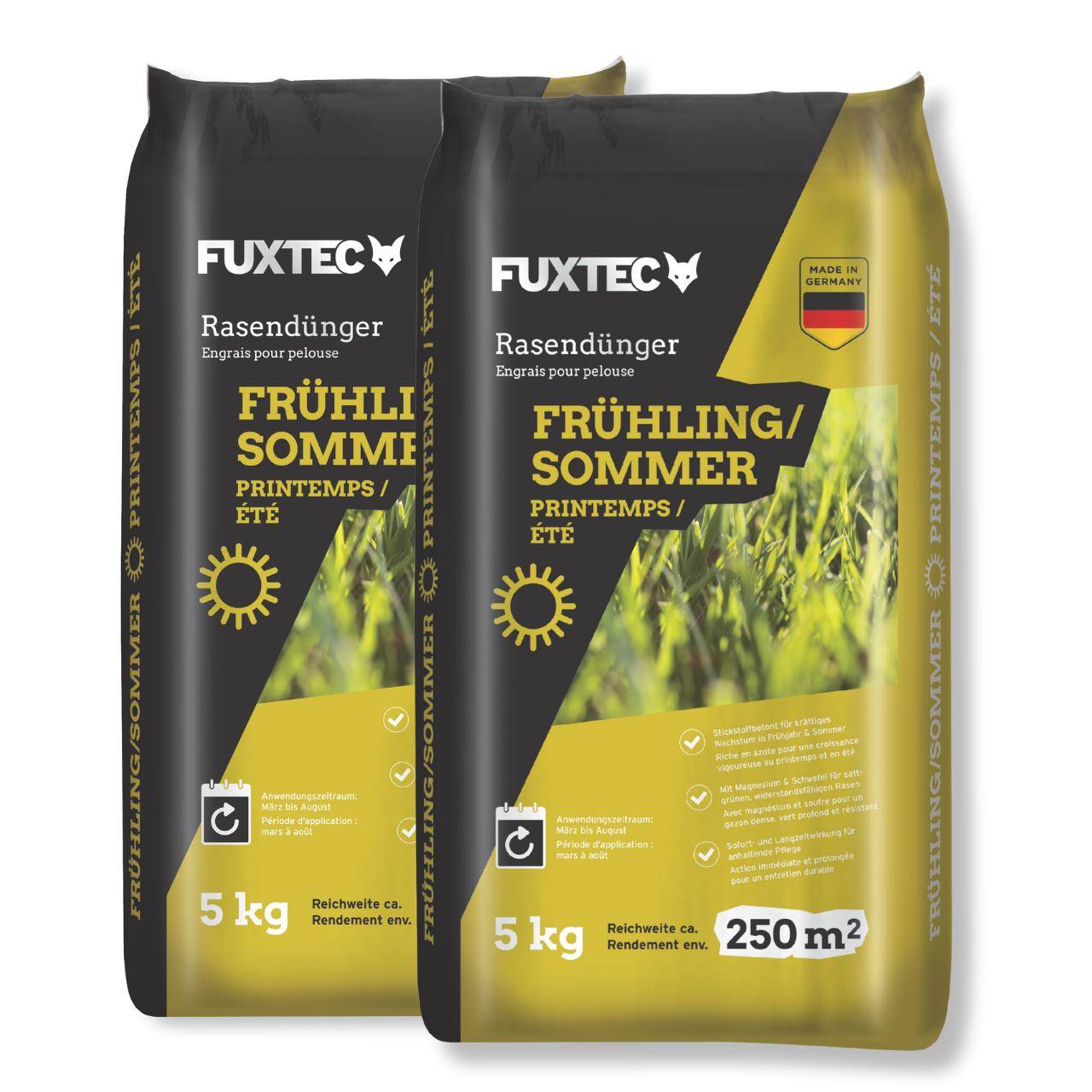 FUXTEC - Engrais gazon printemps été FUXTEC FX-RDFS10 NPK organo-minéral avec magnésium et soufre 10 kg 2x5kg