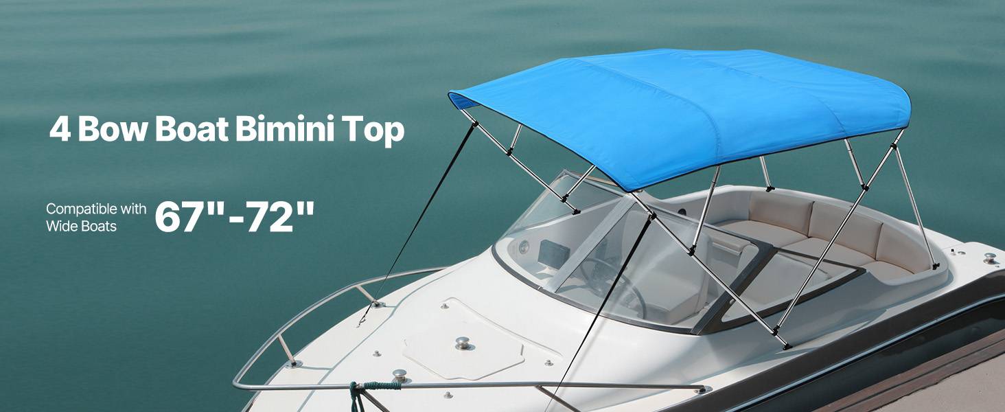 VEVOR Bimini bateau taud de soleil 4 arceaux 170-182 cm polyester Bleu Pacifique - Image 9