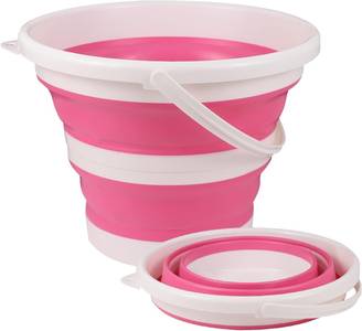 Seau pliable en silicone pour camping,seau en plastique, voyages, lavage de voiture et usage domestique (rose) (10 litres)-Lytech