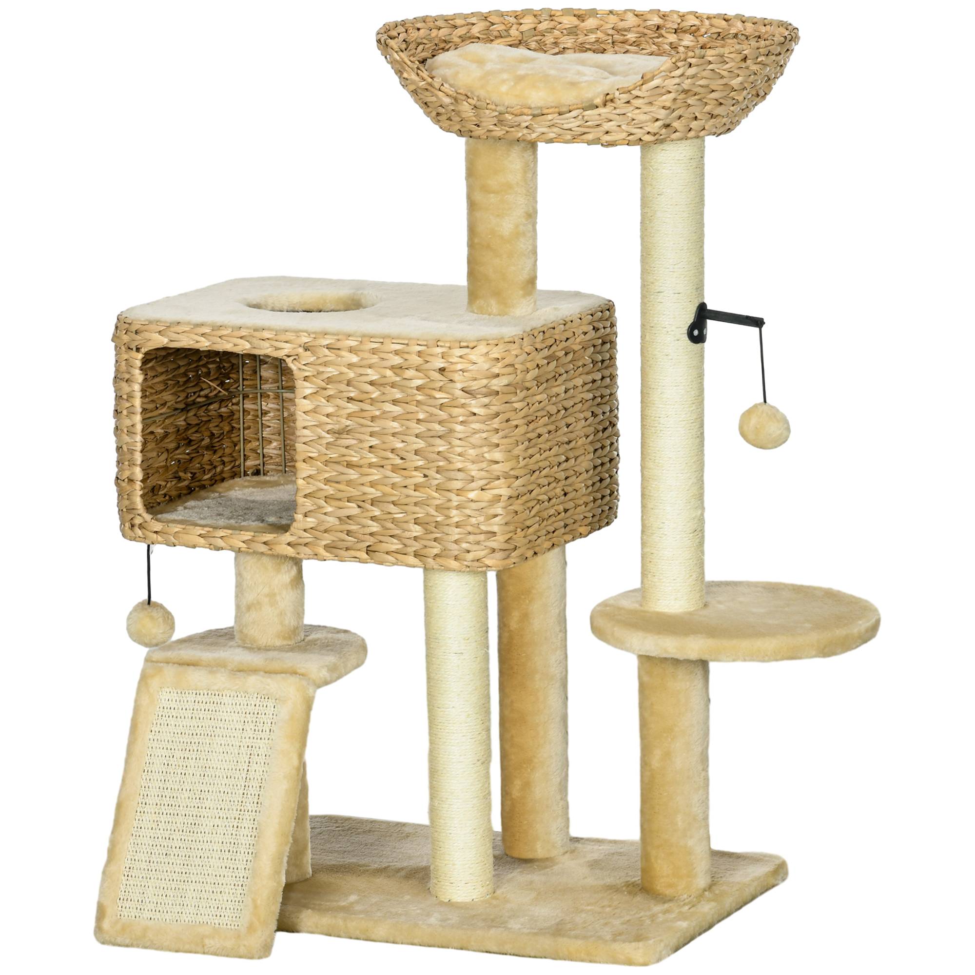 Arbre à chat sisal et peluche beige 60 x 40 x 98 cm - PANGIVO - Image 2