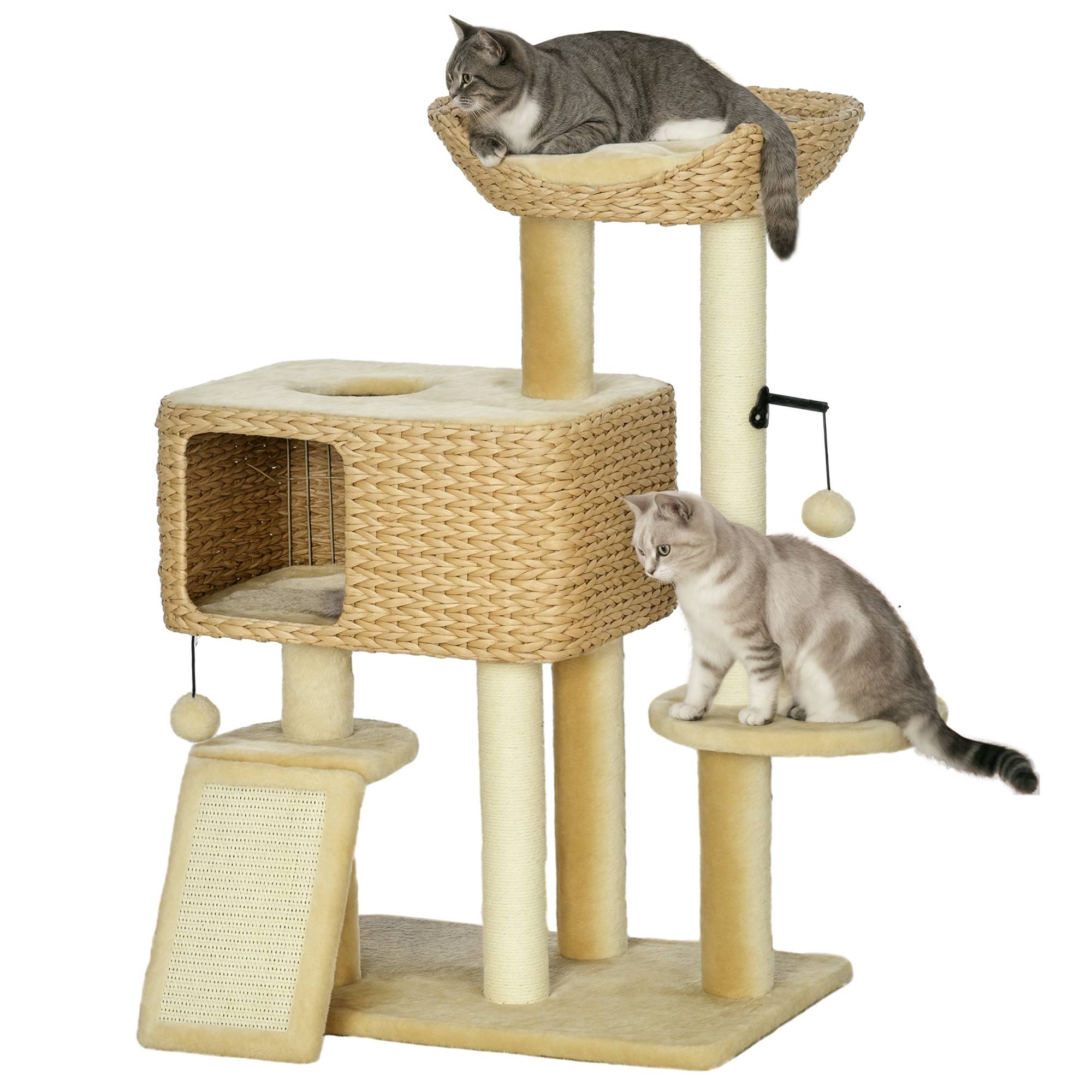Arbre à chat sisal et peluche beige 60 x 40 x 98 cm - PANGIVO - Image 1