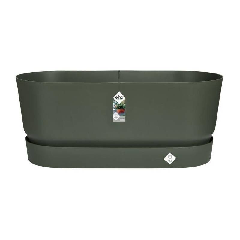 Elho - Planteur Ovale Greenville - Plastique - Avec Roulettes - ø60 - Leaf Green - Image 1