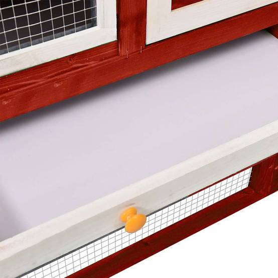 Clapier à lapins 2 niveaux bois de sapin avec enclos Rouge et Blanc – ComfortXL Outdoor Living - Image 9