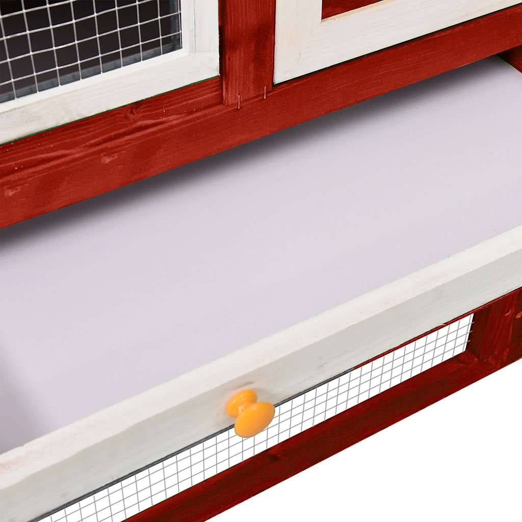 Clapier à lapins 2 niveaux bois de sapin avec enclos Rouge et Blanc – ComfortXL Outdoor Living - Image 9
