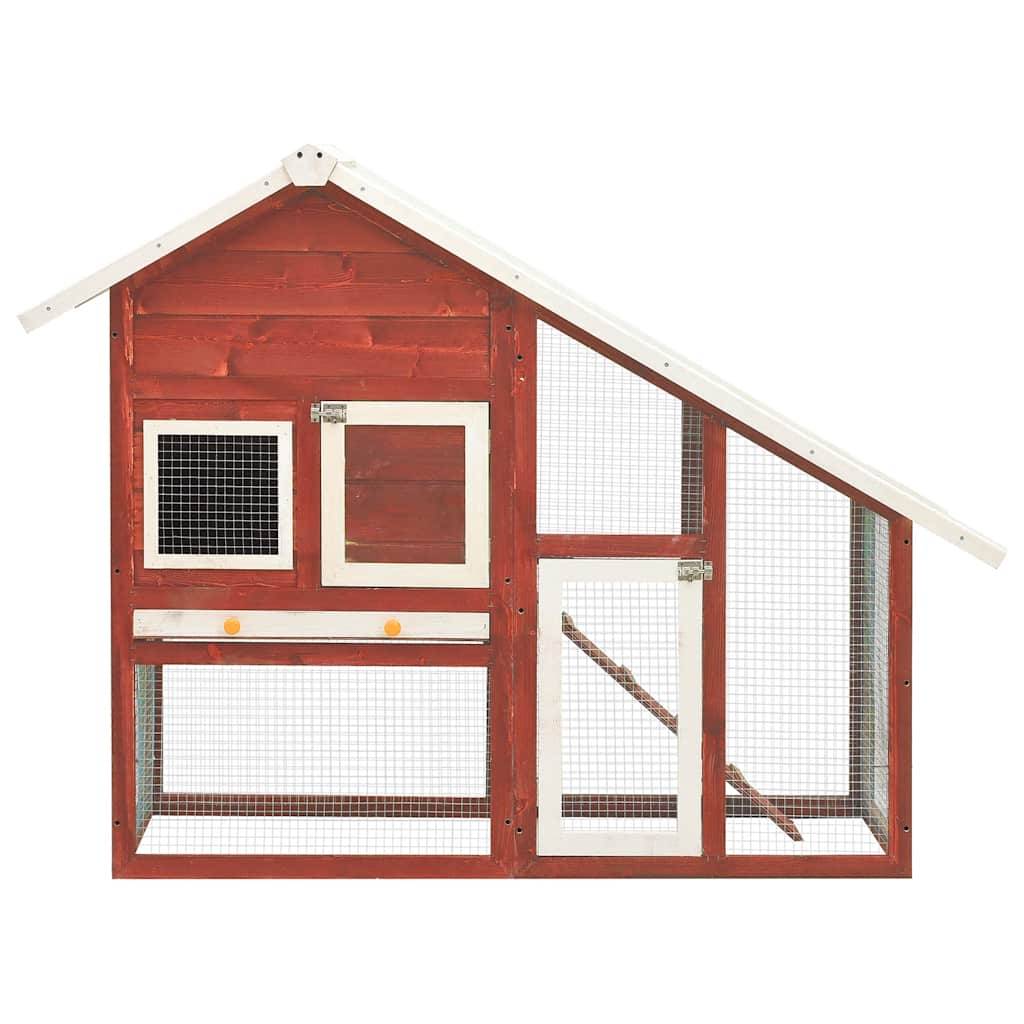 Clapier à lapins 2 niveaux bois de sapin avec enclos Rouge et Blanc – ComfortXL Outdoor Living - Image 2