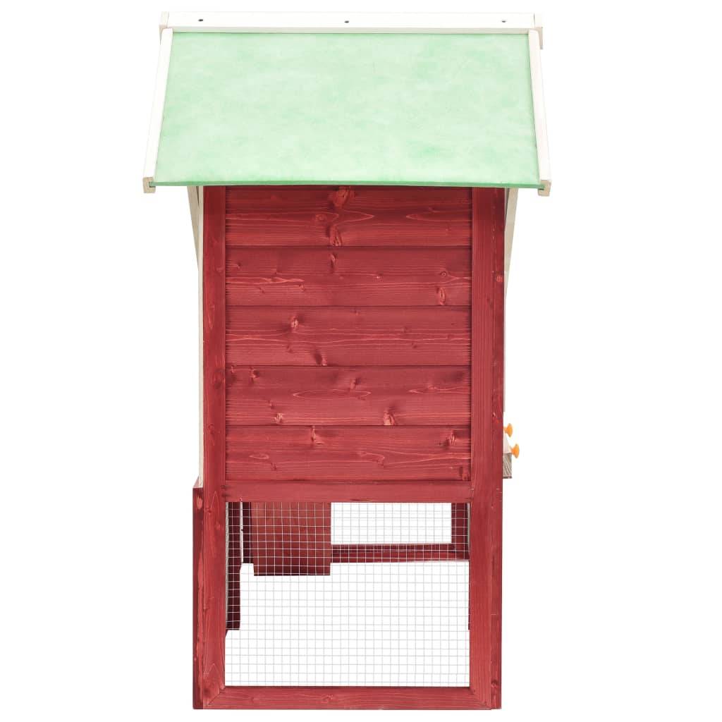 Clapier à lapins 2 niveaux bois de sapin avec enclos Rouge et Blanc – ComfortXL Outdoor Living - Image 3