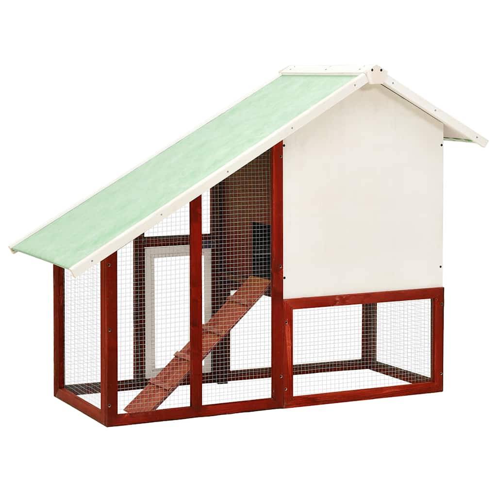 Clapier à lapins 2 niveaux bois de sapin avec enclos Rouge et Blanc – ComfortXL Outdoor Living - Image 4