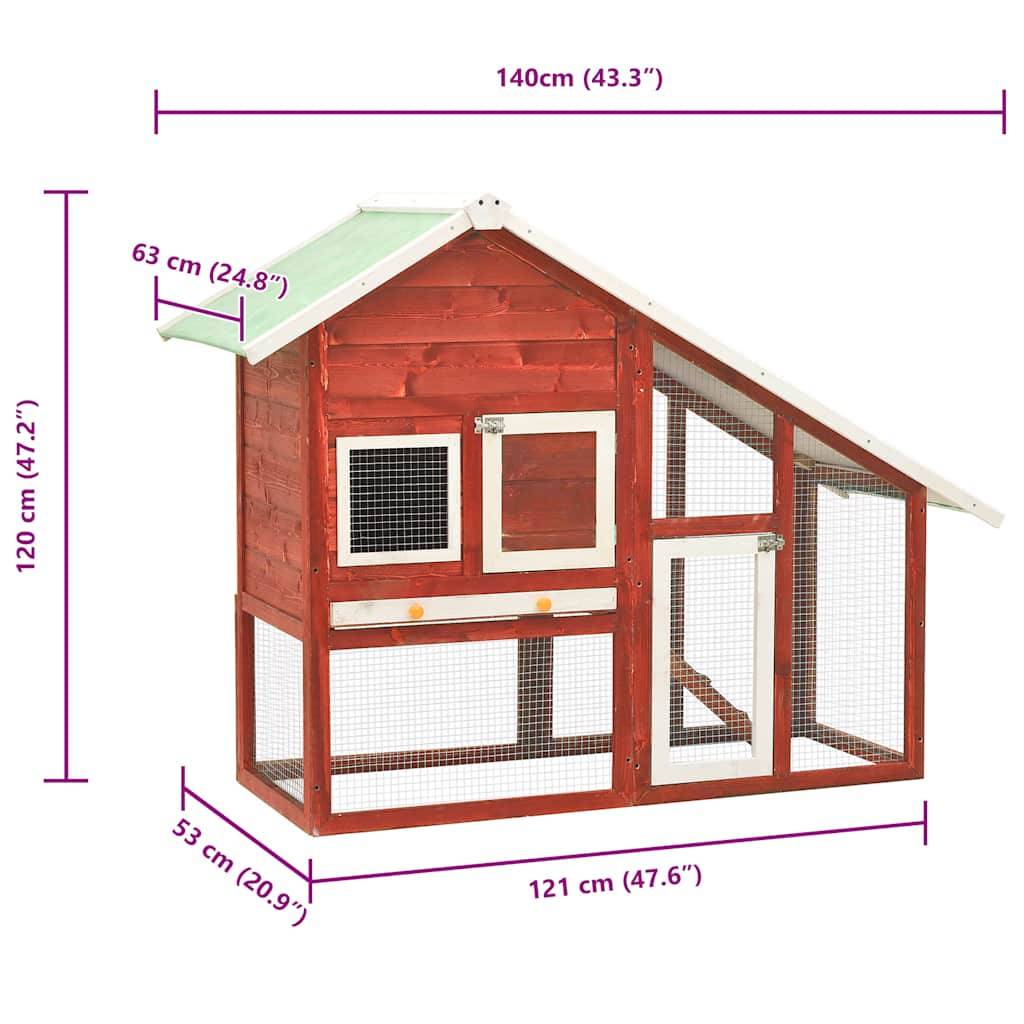 Clapier à lapins 2 niveaux bois de sapin avec enclos Rouge et Blanc – ComfortXL Outdoor Living - Image 10