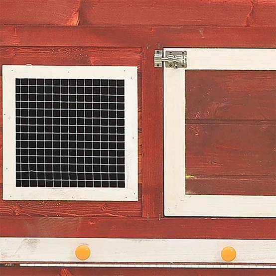 Clapier à lapins 2 niveaux bois de sapin avec enclos Rouge et Blanc – ComfortXL Outdoor Living - Image 6