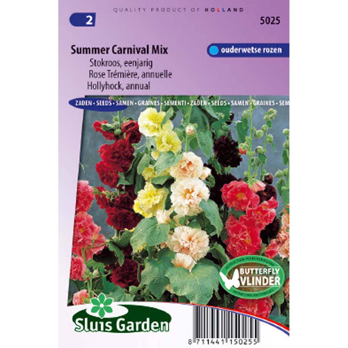 Graines de Rose trémière annuelle Summer Carnival Mix le sachet de 50 graines environ (0,7g)