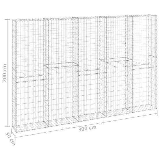 Mur en gabion | Panier de gabion avec couvercles Acier galvanisé 300x30x200 cm - Image 7