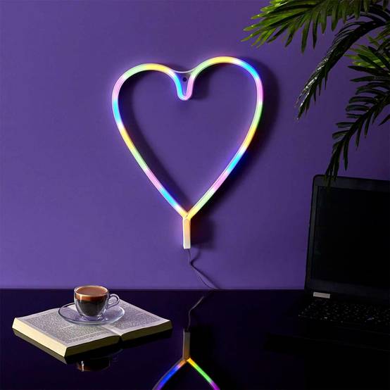 The Home Deco Factory - Lampe LED Effet Néon "Cœur" 30cm Multicolore - Image 3