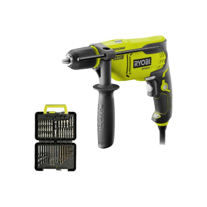 Ryobi - Pack RYOBI - Perceuse à percussion - RPD800-K - 800W - Coffret RAK60DDF 60 accessoires - perçage et vissage - Image 1
