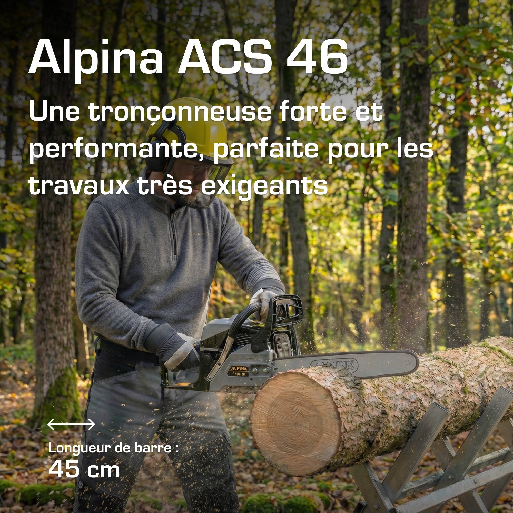 Alpina - Tronçonneuse ACS 46 (18"), Moteur à Essence 45cm³ (1,8kW), Guide-chaîne 45cm - ALPINA - Image 2