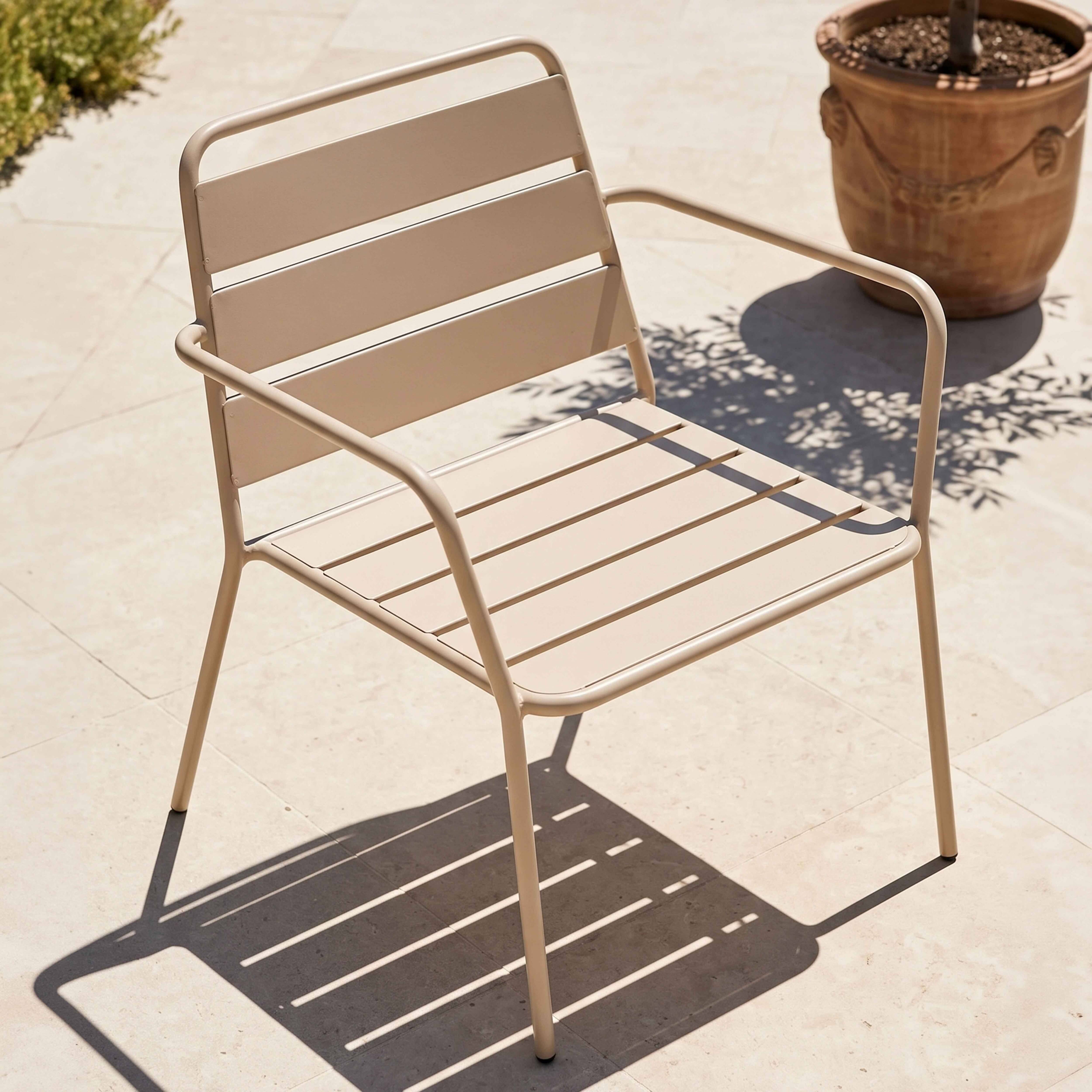 Oviala - Fauteuil bas de jardin en métal ivoire Palavas - Oviala - Image 2