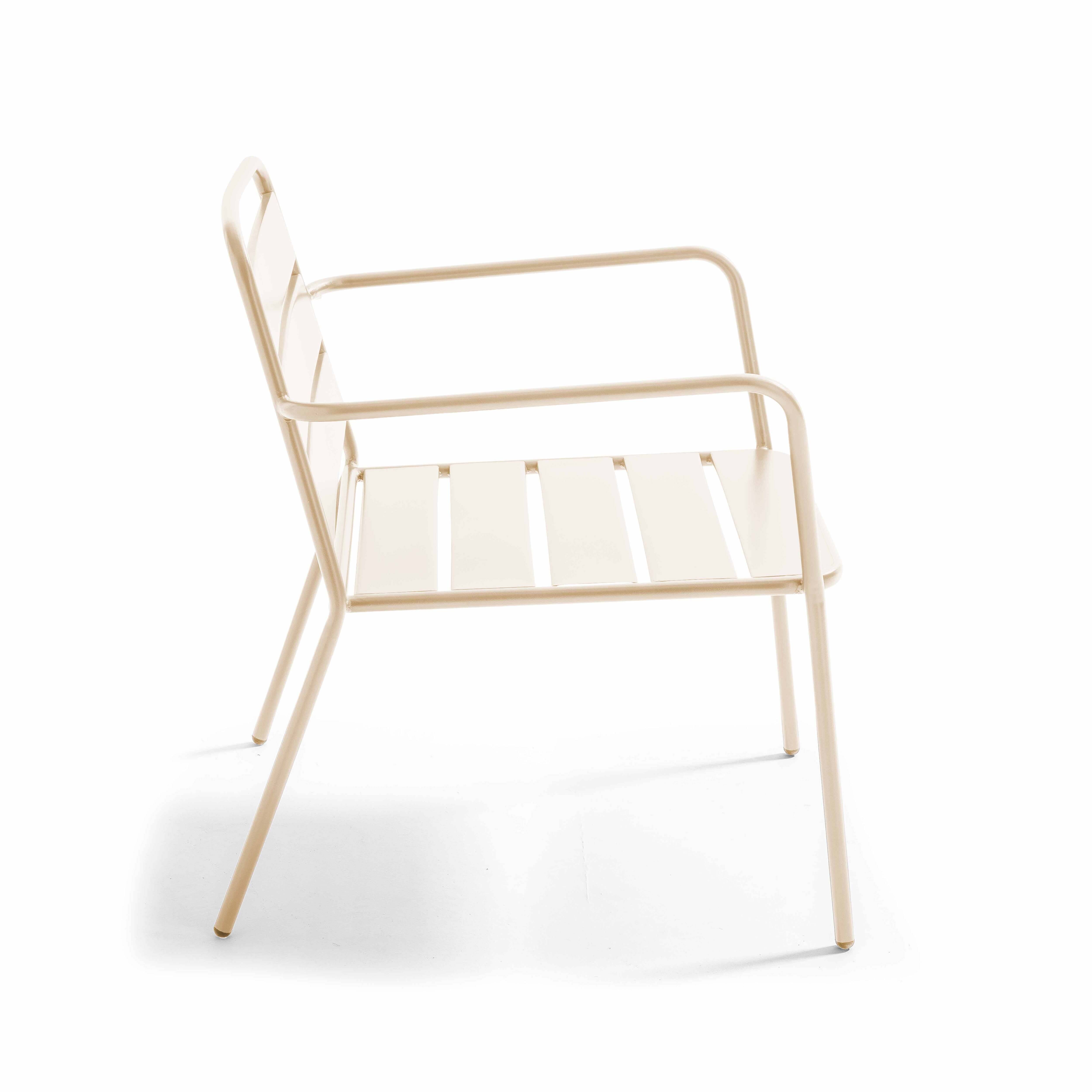 Oviala - Fauteuil bas de jardin en métal ivoire Palavas - Oviala - Image 2