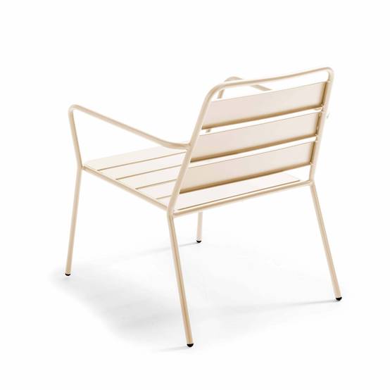 Oviala - Fauteuil bas de jardin en métal ivoire Palavas - Oviala - Image 3