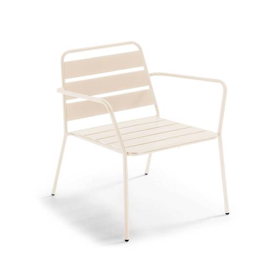 Oviala - Fauteuil bas de jardin en métal ivoire Palavas - Oviala - Image 1