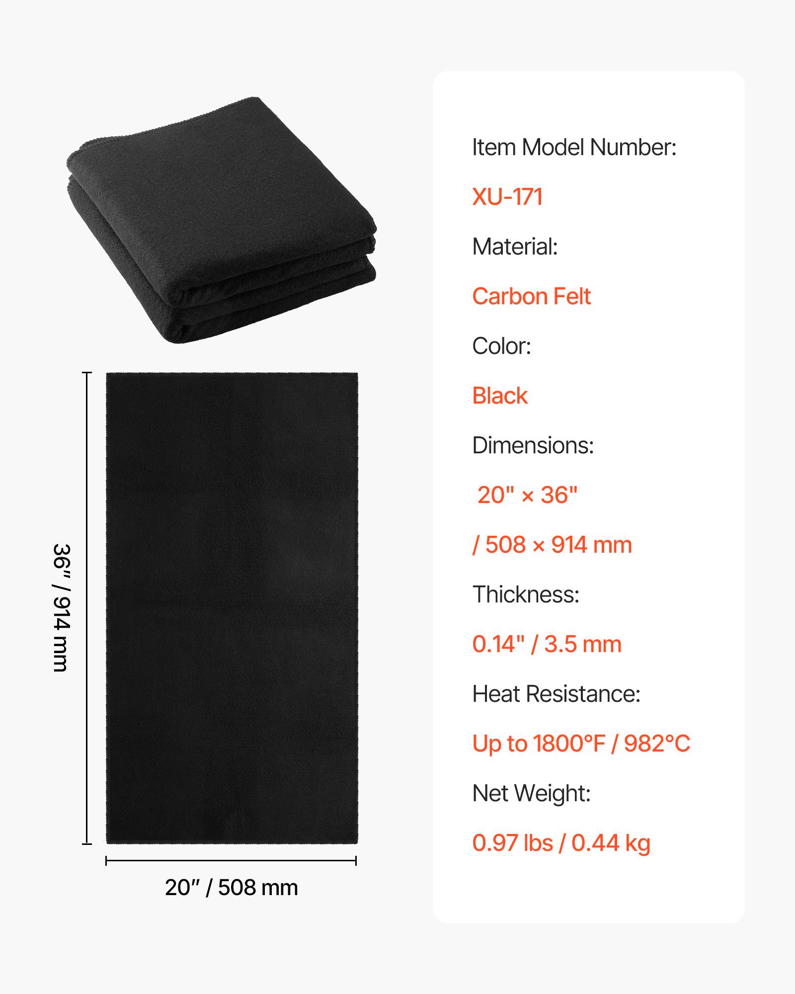 Vevor - VEVOR Couverture de soudage ignifuge feutre carbone 508 x 914 mm, lot de 2, 3,5 mm, résistante jusqu’à 982 °C - Image 6