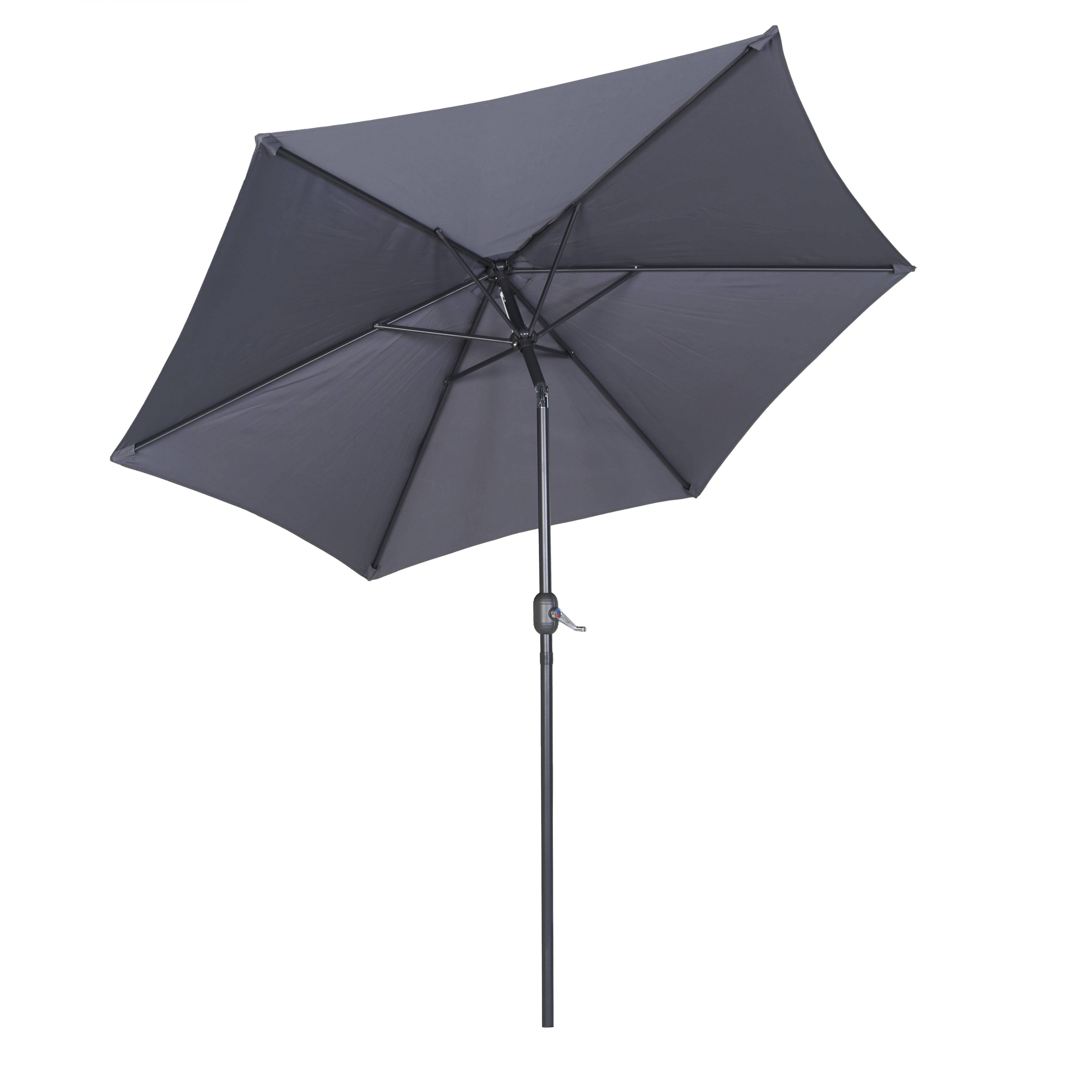 Oviala - Parasol droit inclinable 3m et 4 dalles lestées aluminium gris Matera - Oviala - Image 4