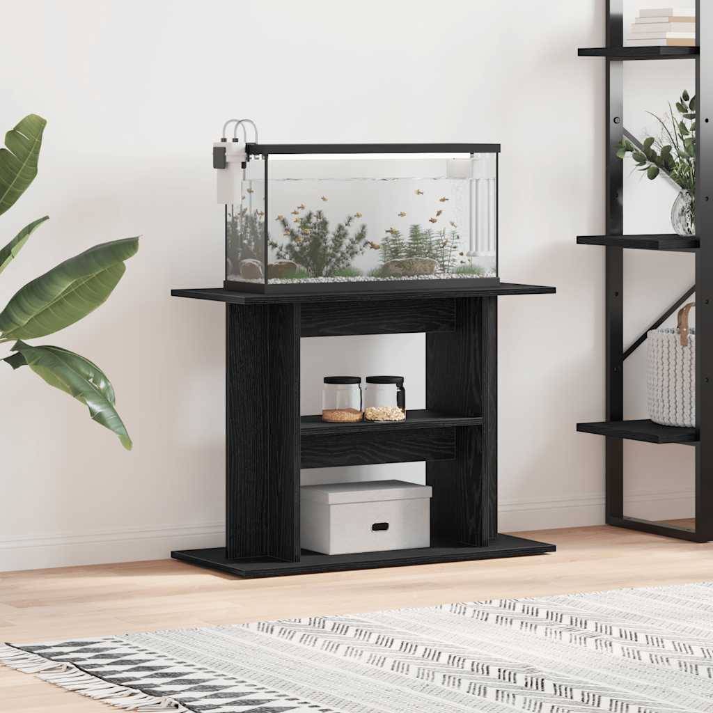Meuble pour aquarium Chêne Noir avec Étagères de Stockage 80x35x60 cm - ComfortXL Outdoor Living - Image 1