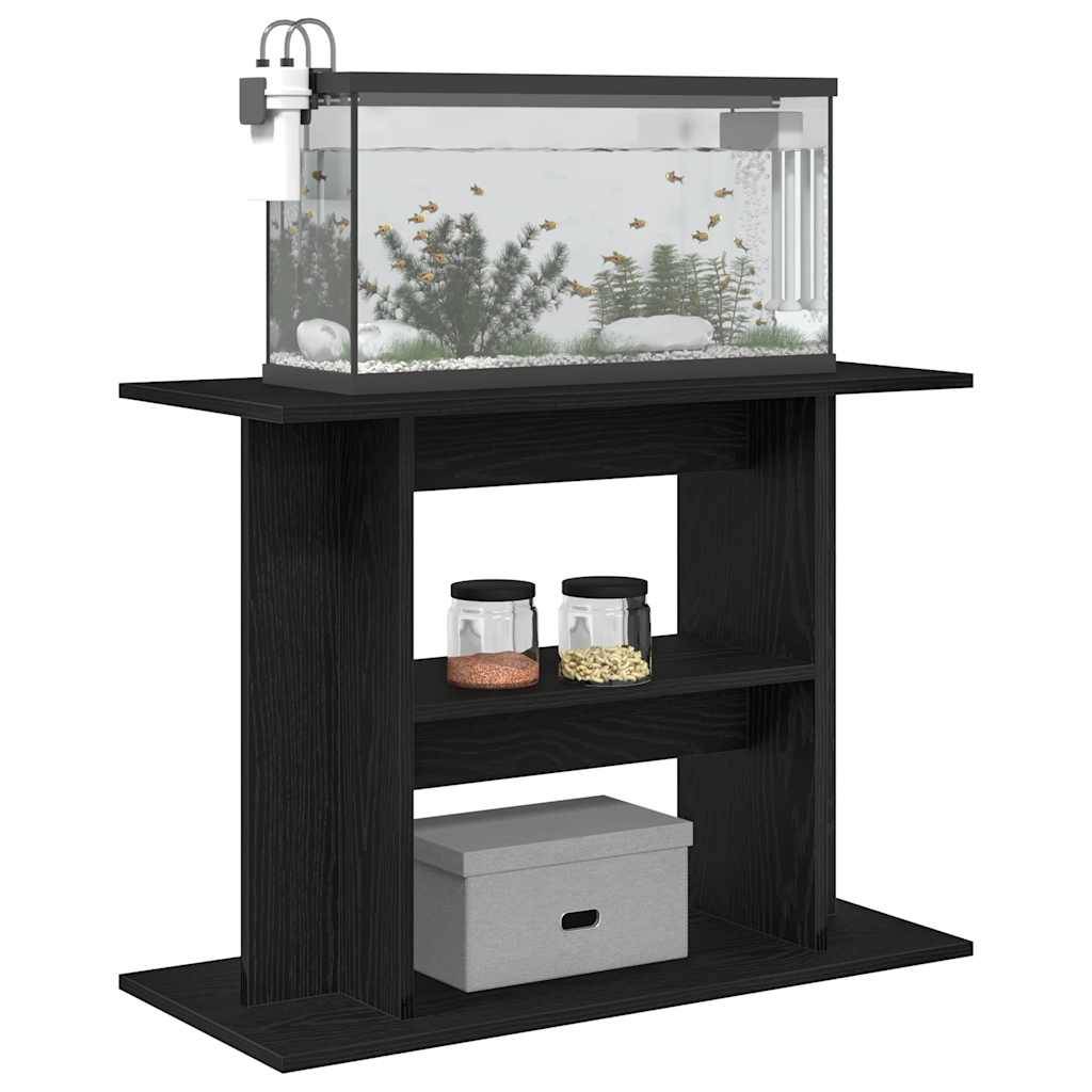 Meuble pour aquarium Chêne Noir avec Étagères de Stockage 80x35x60 cm - ComfortXL Outdoor Living - Image 4