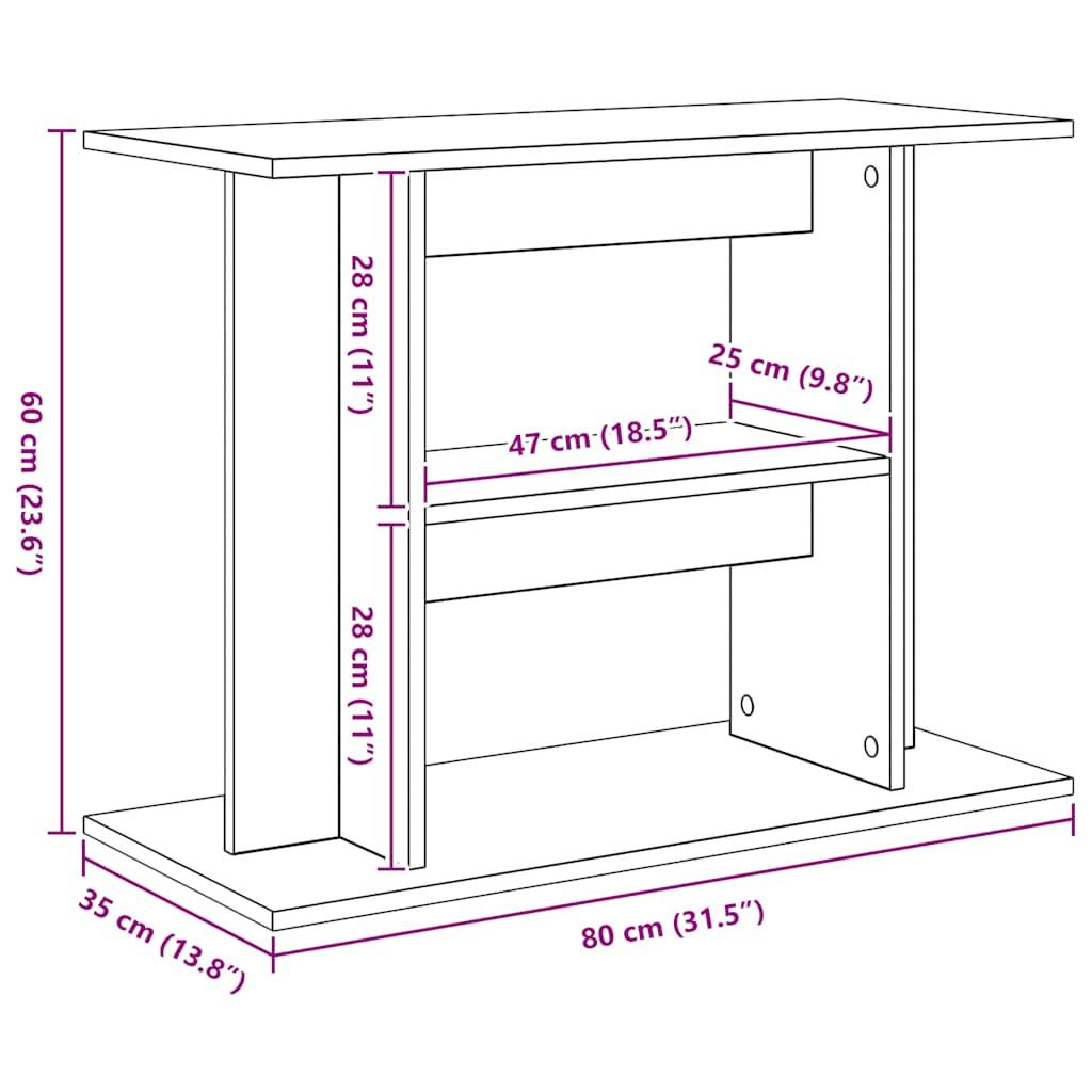 Meuble pour aquarium Chêne Noir avec Étagères de Stockage 80x35x60 cm - ComfortXL Outdoor Living - Image 10