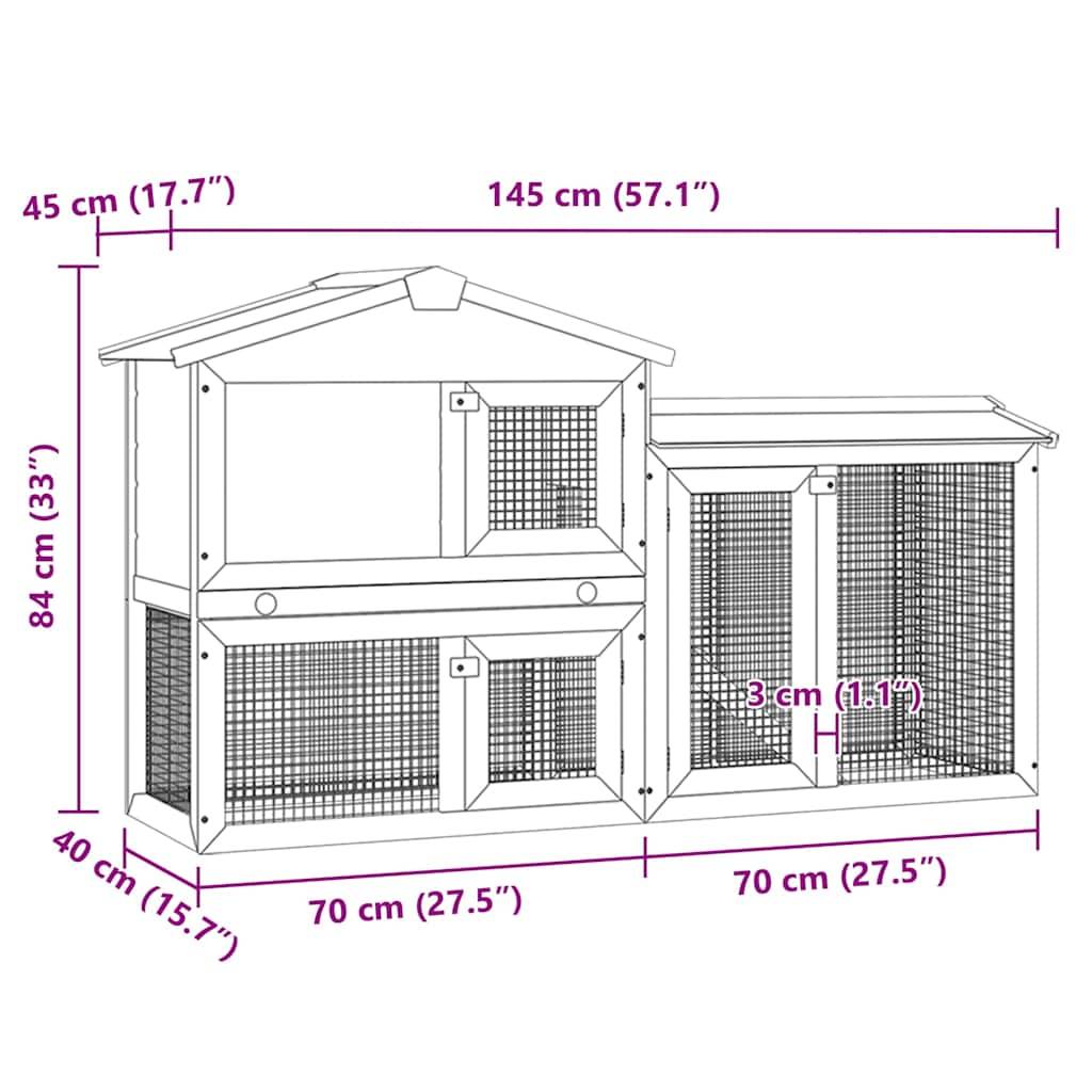 Vidaxl - Clapier large d'extérieur pour petits animaux de compagnie Bois vidaXL 170162 - Image 3