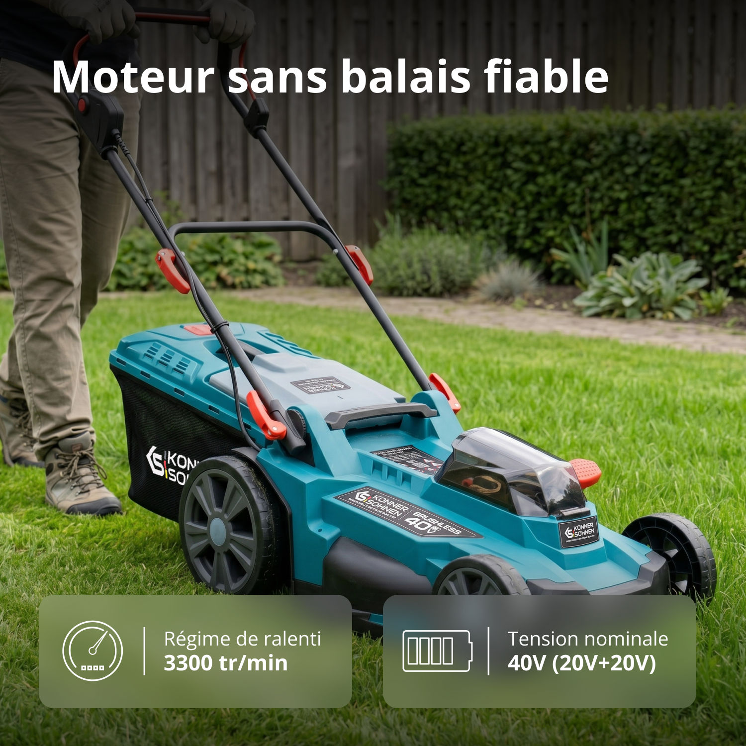 Tondeuse à batterie 40V, lame 43 cm, surface 300 à 500 m² - Könner  Söhnen KS 43LM-40V - Image 8
