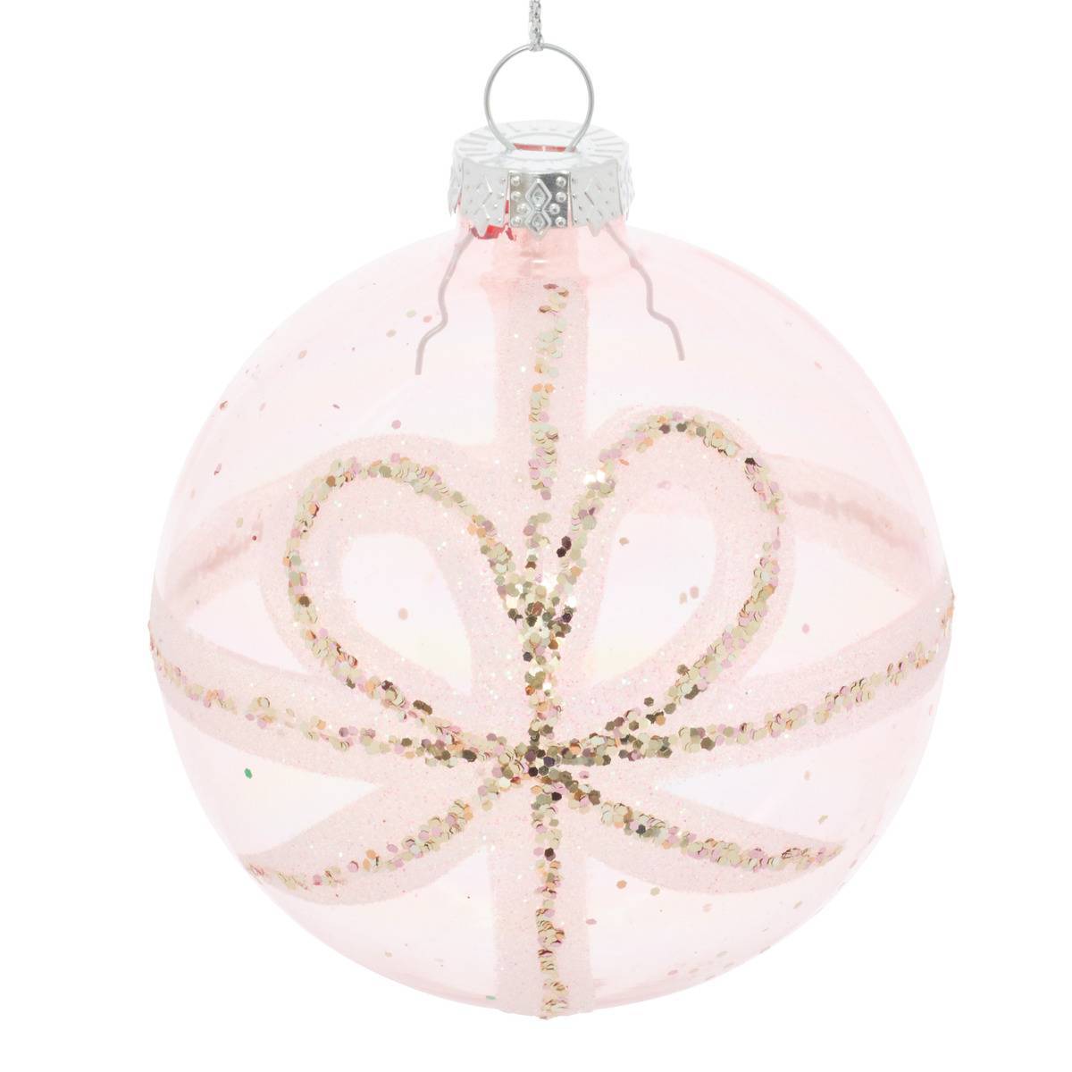 Feeric Christmas - Boule de Noël motif nœud en verre transparente D. 80 mm - Feeric Lights & Christmas - Image 3