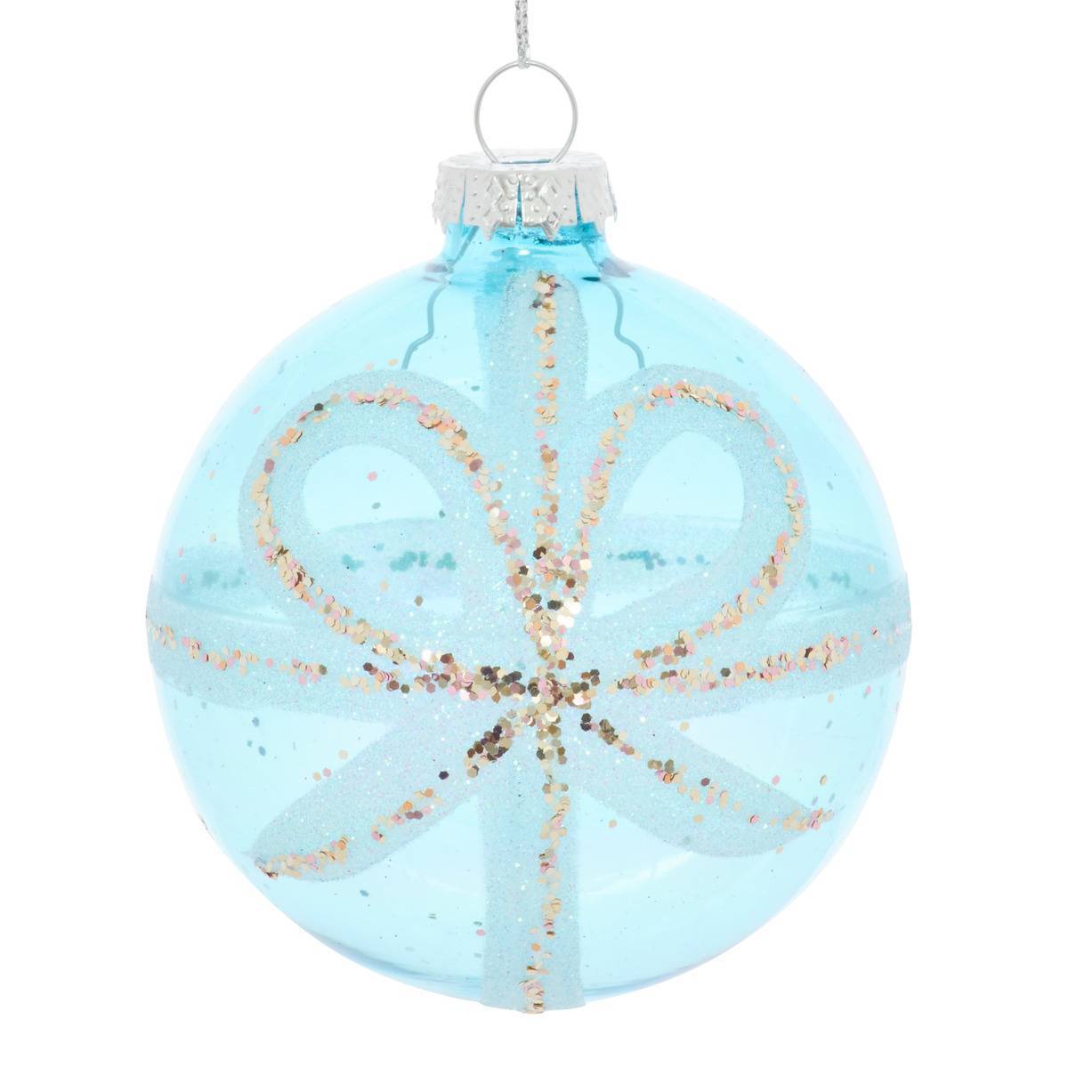 Feeric Christmas - Boule de Noël motif nœud en verre transparente D. 80 mm - Feeric Lights & Christmas - Image 1