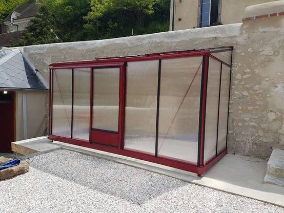 5m² - Serre en polycarbonate 8 mm alvéolés - Euro Midi serre adossée - Laquée - 5m² - Noir fonce - L'atelier Des Serres - Image 3
