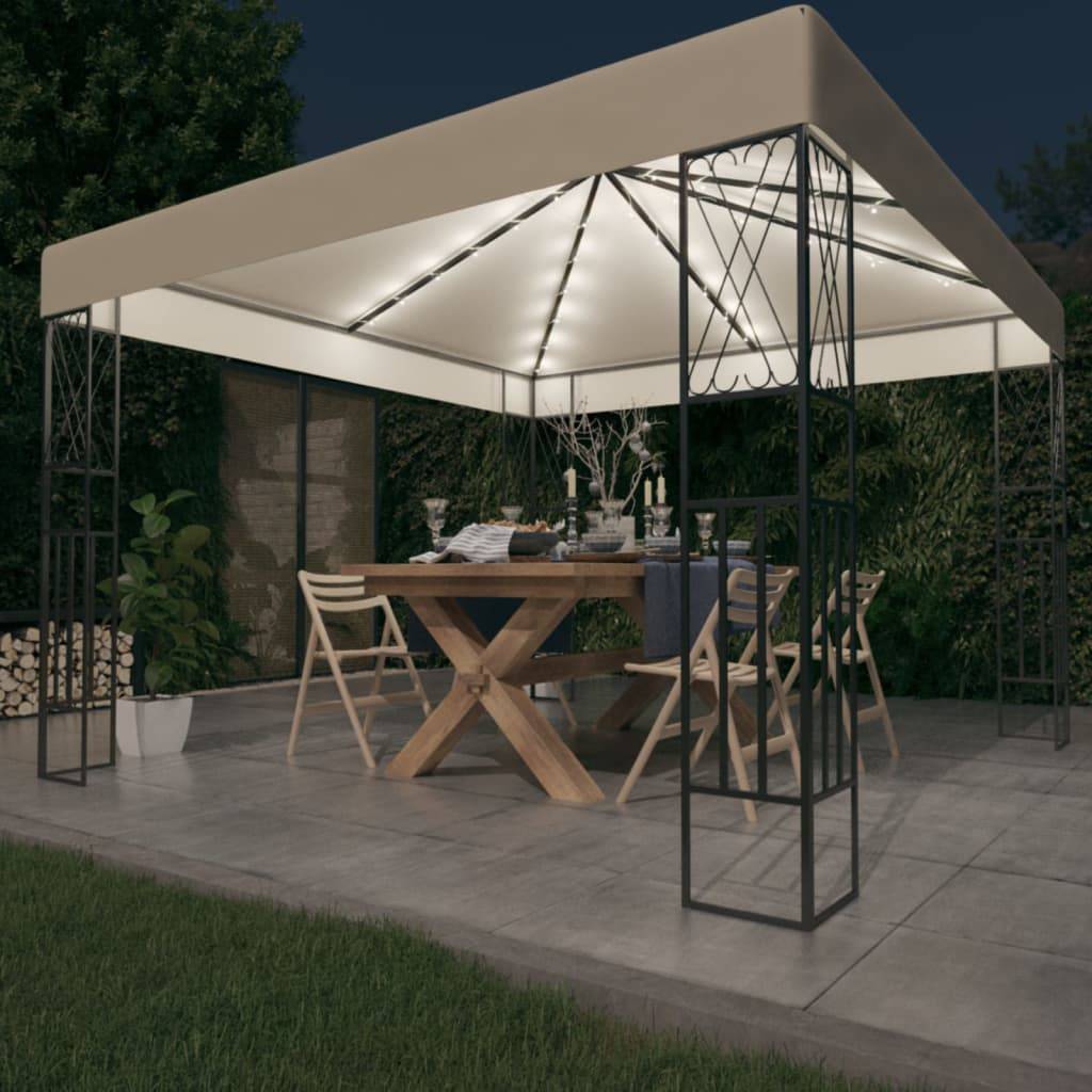 Tonnelle Aluminium Crème avec LED 3 x 3 x 2.6 m - PANGIVO - Image 1