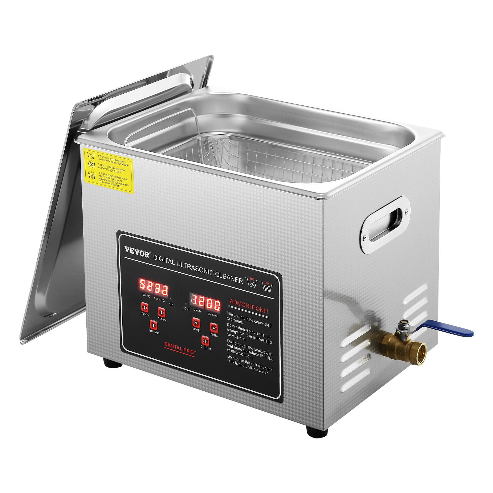 VEVOR Nettoyeur ultrasons 10L avec chauffage et minuterie, temps réglable 0-30 min, numérique LED. - Image 1