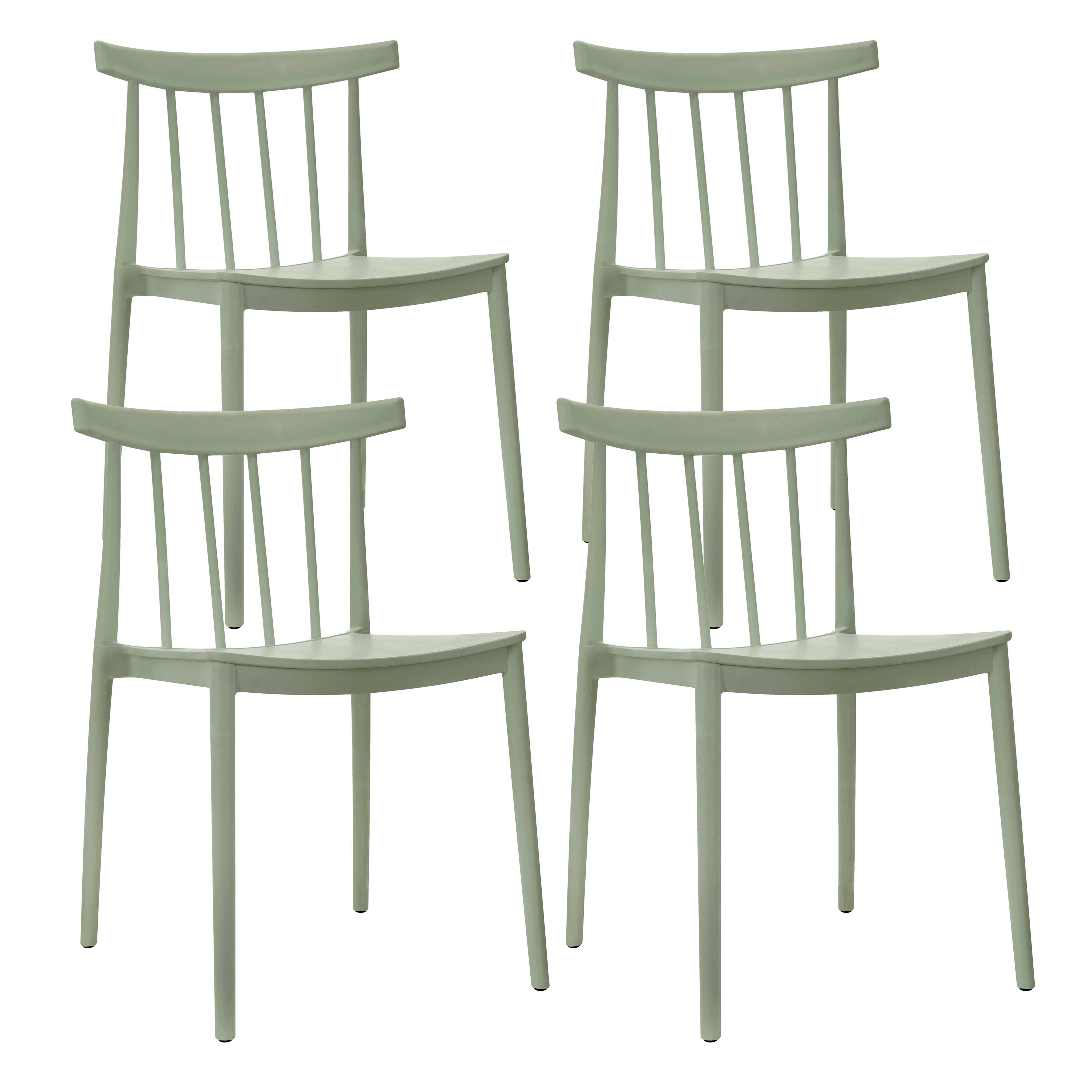 Oviala - Lot de 4 chaises de terrasse vert sauge en plastique Lisboa - Oviala - Image 1