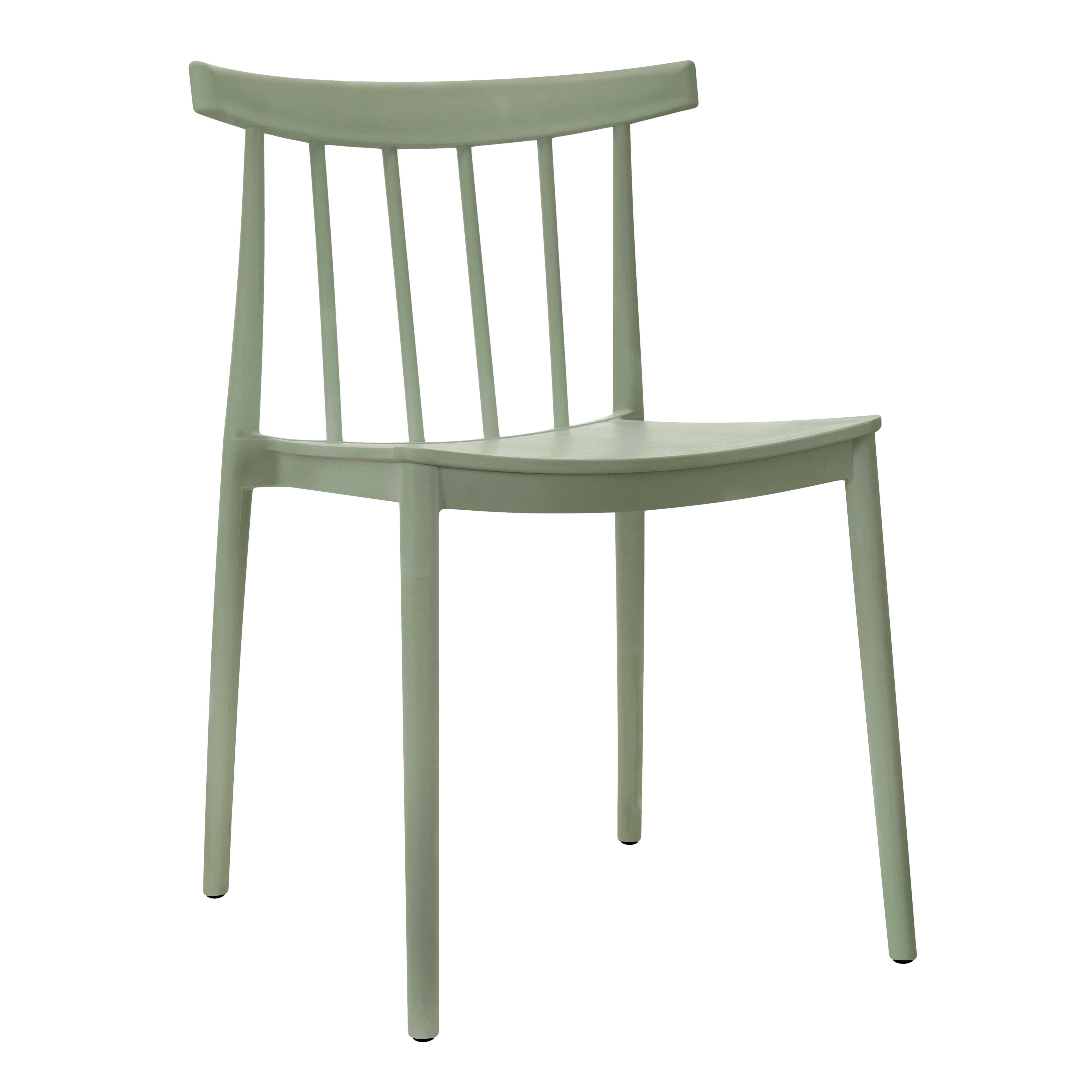 Oviala - Lot de 4 chaises de terrasse vert sauge en plastique Lisboa - Oviala - Image 2