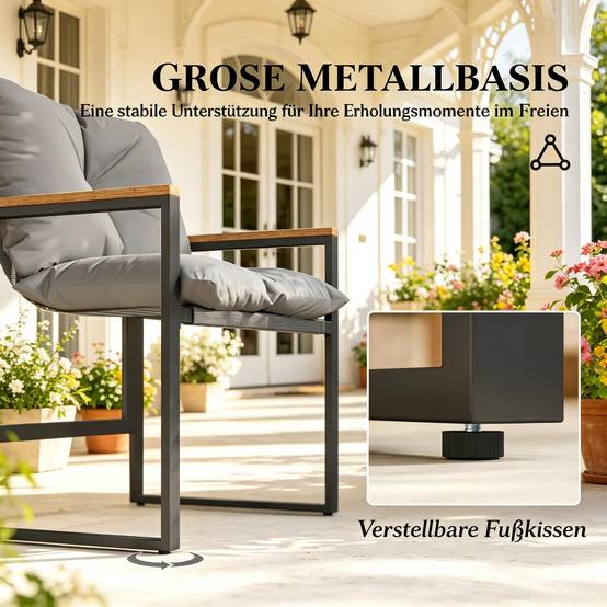 2 fauteuils + table verre – style moderne, solide, prêt pour le jardin - Image 7