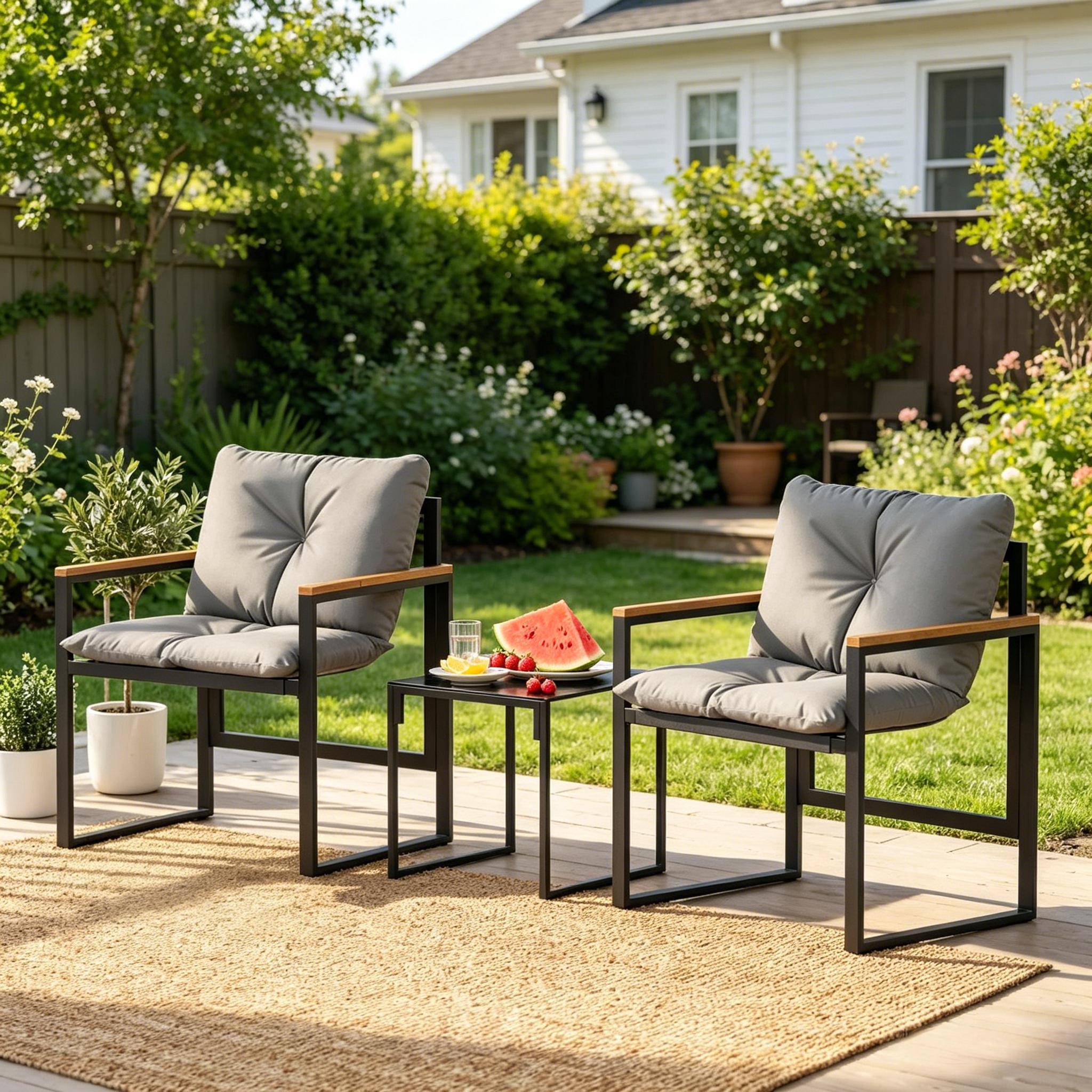 2 fauteuils + table verre – style moderne, solide, prêt pour le jardin - Image 6