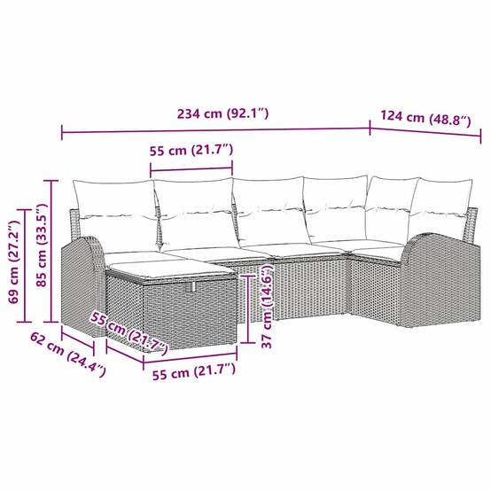 Canapé Modulable 6 pcs Poly Rotin Gris Clair avec Grands Canapés et Rangement pour Jardin Spacieux – ComfortXL Outdoor Living - Image 8