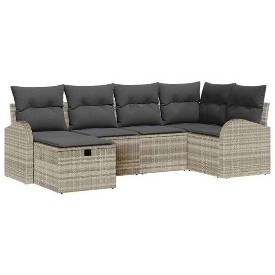 Canapé Modulable 6 pcs Poly Rotin Gris Clair avec Grands Canapés et Rangement pour Jardin Spacieux – ComfortXL Outdoor Living - Image 2