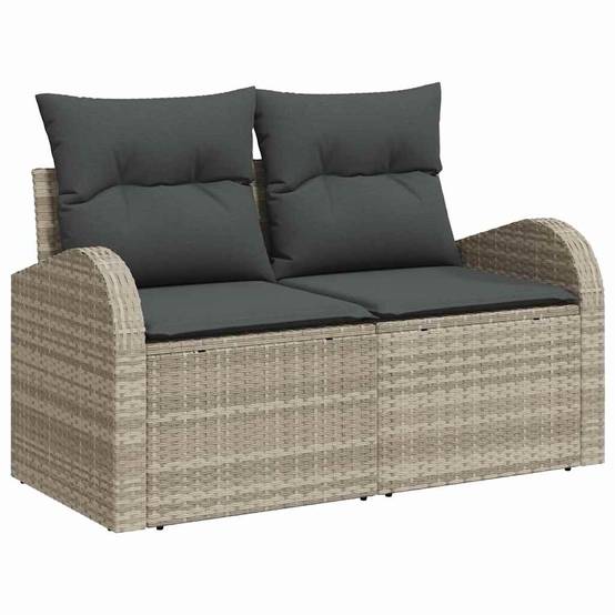 Canapé Modulable 6 pcs Poly Rotin Gris Clair avec Grands Canapés et Rangement pour Jardin Spacieux – ComfortXL Outdoor Living - Image 4