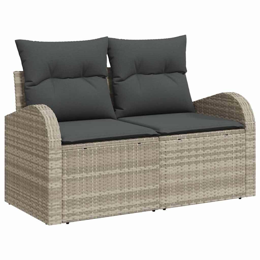 Canapé Modulable 6 pcs Poly Rotin Gris Clair avec Grands Canapés et Rangement pour Jardin Spacieux – ComfortXL Outdoor Living - Image 4