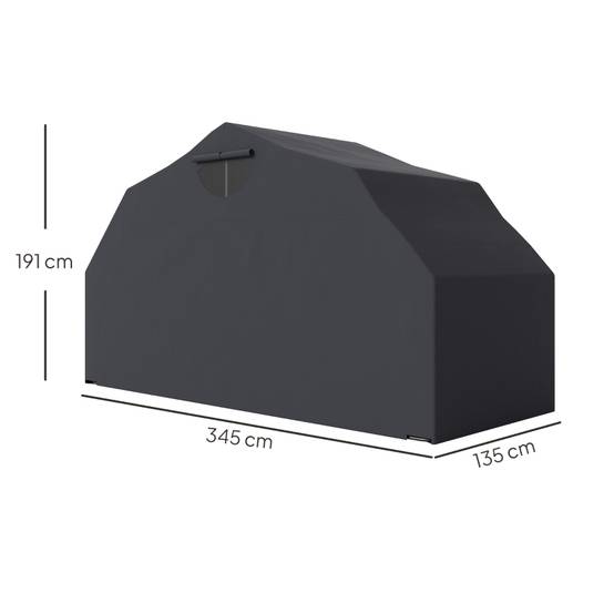 Abri moto pliable Tissu Oxford 600D extérieur imperméable et anti-UV 345x135x191cm Noir - ComfortXL Outdoor Living - Image 3