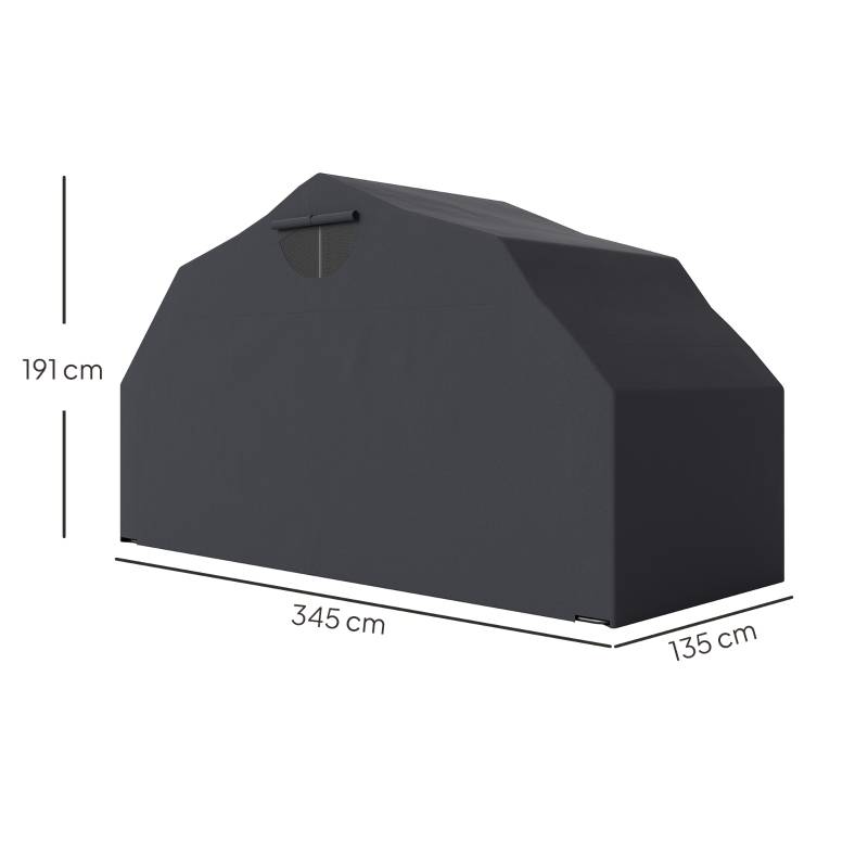 Abri moto pliable Tissu Oxford 600D extérieur imperméable et anti-UV 345x135x191cm Noir - ComfortXL Outdoor Living - Image 3