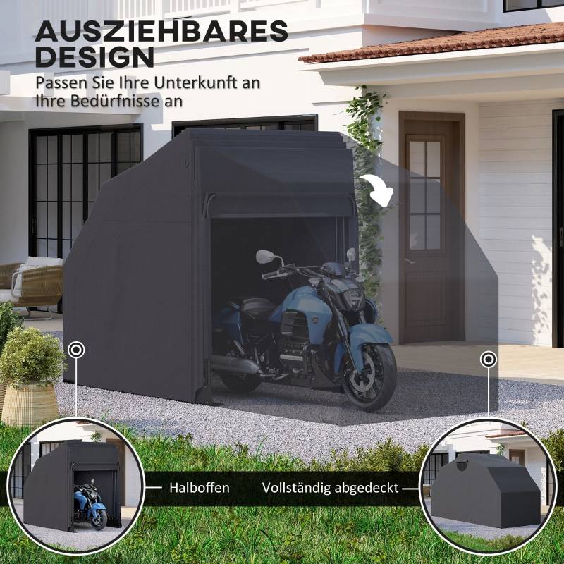 Abri moto pliable Tissu Oxford 600D extérieur imperméable et anti-UV 345x135x191cm Noir - ComfortXL Outdoor Living - Image 7