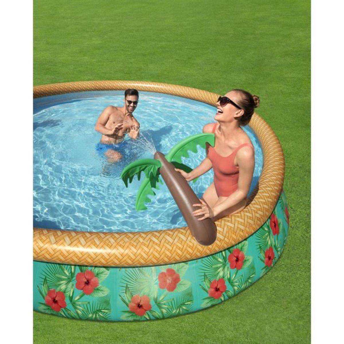 Bestway - Piscine hors-sol autoportante Fast Set ronde 457 x 84 cm, bord gonflable, filtration cartouche, fontaine cocotier - Bestway - Image 2