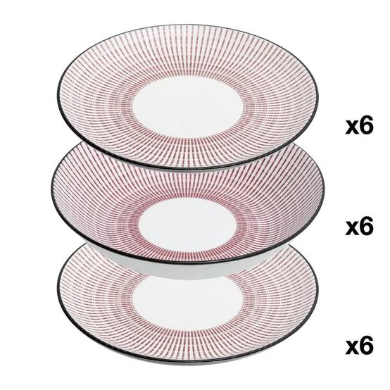 Service de Table 18 Pièces "Lunis" 27cm Rouge - Image 1